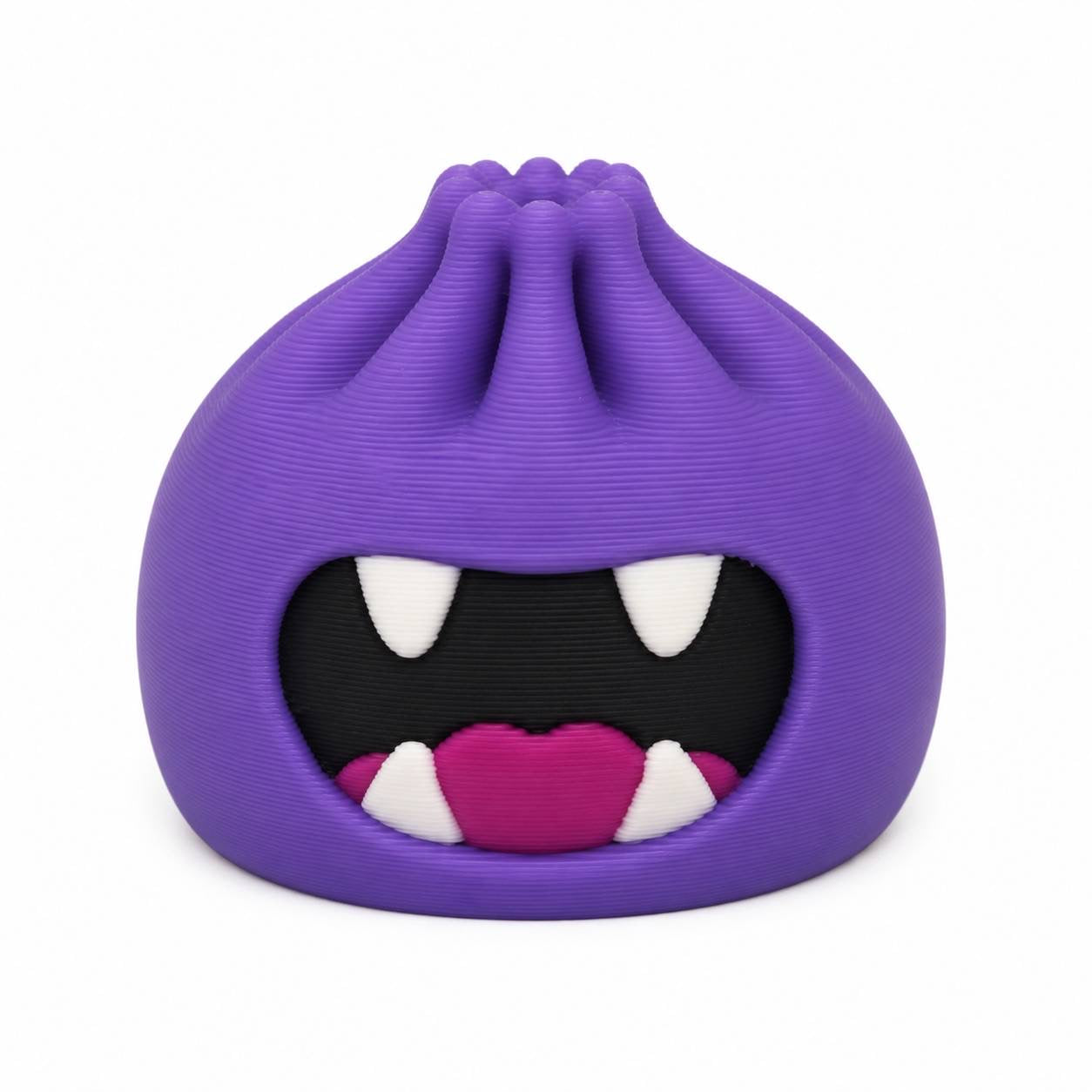 Chomps purple monster Dumpling with white fangs 3D printed Pen Pal bead by Bailey’s Beads