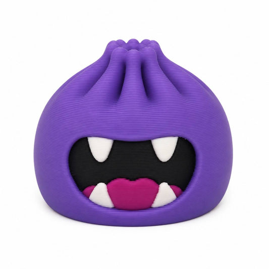 Chomps purple monster Dumpling with white fangs 3D printed Pen Pal bead by Bailey’s Beads