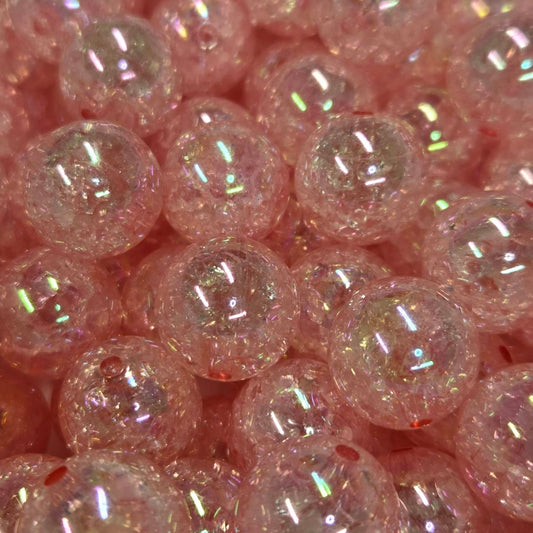 Pink 20mm Acrylic Crackle Beads