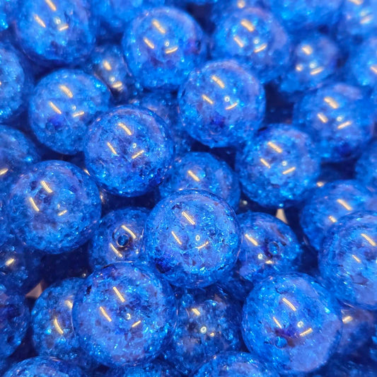 Navy 20mm Acrylic Crackle Beads
