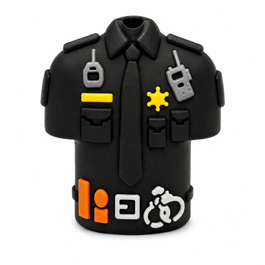 Black police officer uniform focal bead with badge radio handcuffs and utility details