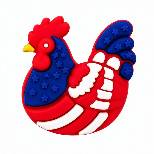 Yankee Doodle Rooster Silicone Focal Beads