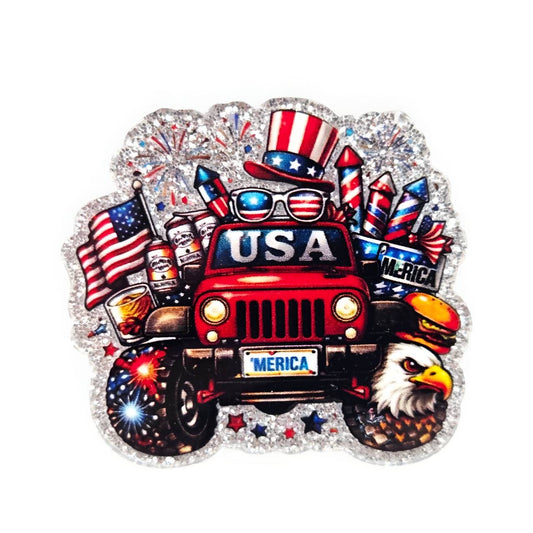 USA Jeep~ Acrylic Flatbacks (Bailey's Beads Custom Design)