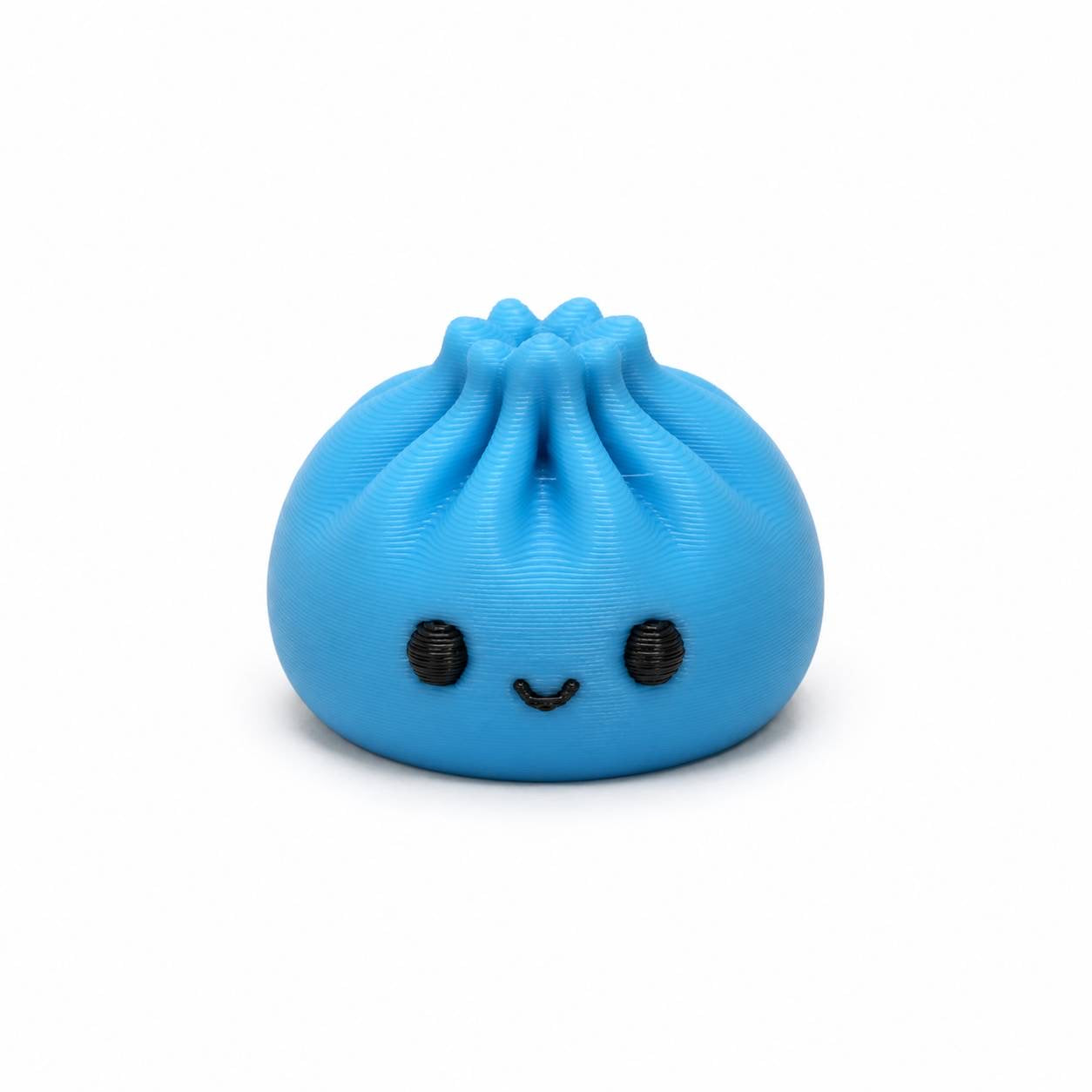 Blue Bubbles Dumpling Pen Palz 3D printed bead with a kawaii smiling face by Bailey's Beads for beadable pens, keychains, badge reels, and DIY crafts.