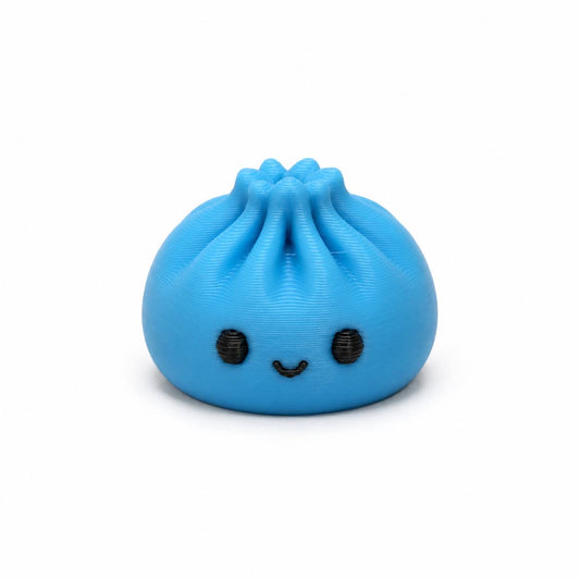 Blue Bubbles Dumpling Pen Palz 3D printed bead with a kawaii smiling face by Bailey's Beads for beadable pens, keychains, badge reels, and DIY crafts.