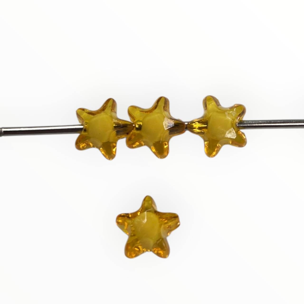 Golden Topaz Star transparent golden yellow 10mm acrylic star bead with 2mm hole