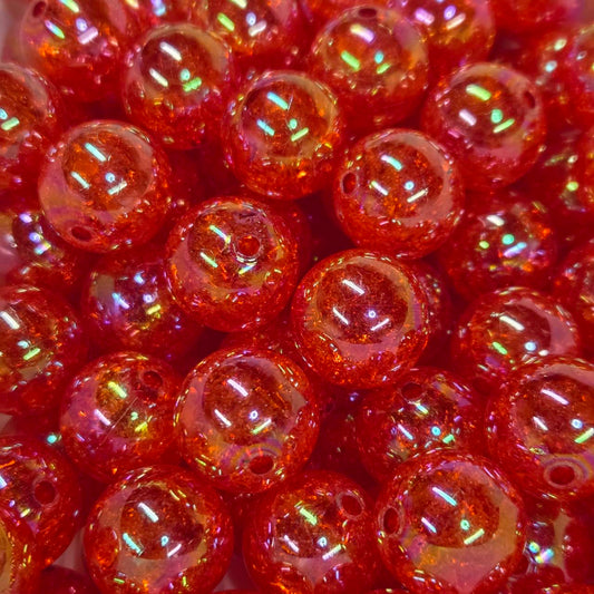 Red 20mm Acrylic Crackle Beads
