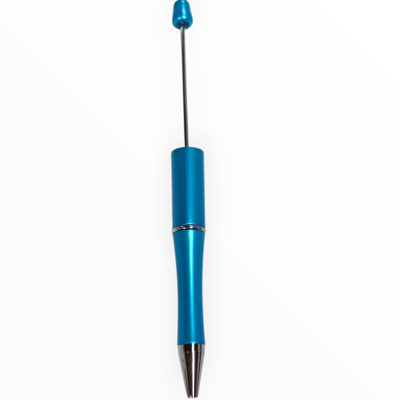 Turquoise beadable pen with satin finish and gunmetal hardware for DIY beaded pen projects.