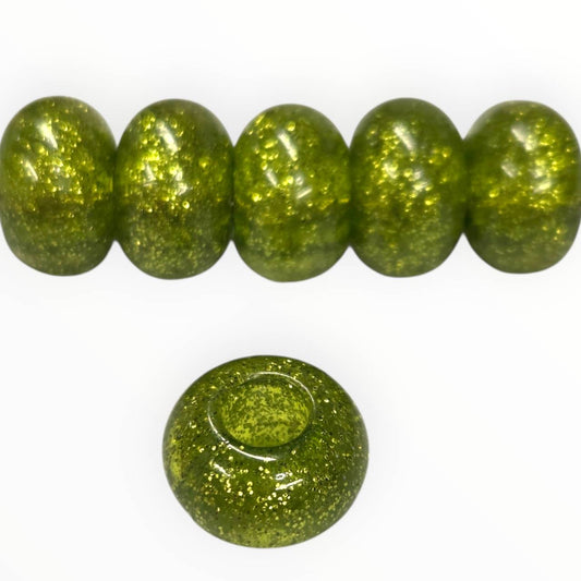 Dark Green Large Hole Round Acrylic Beads