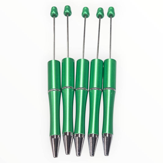 Green Beadable Pens (5 Count)