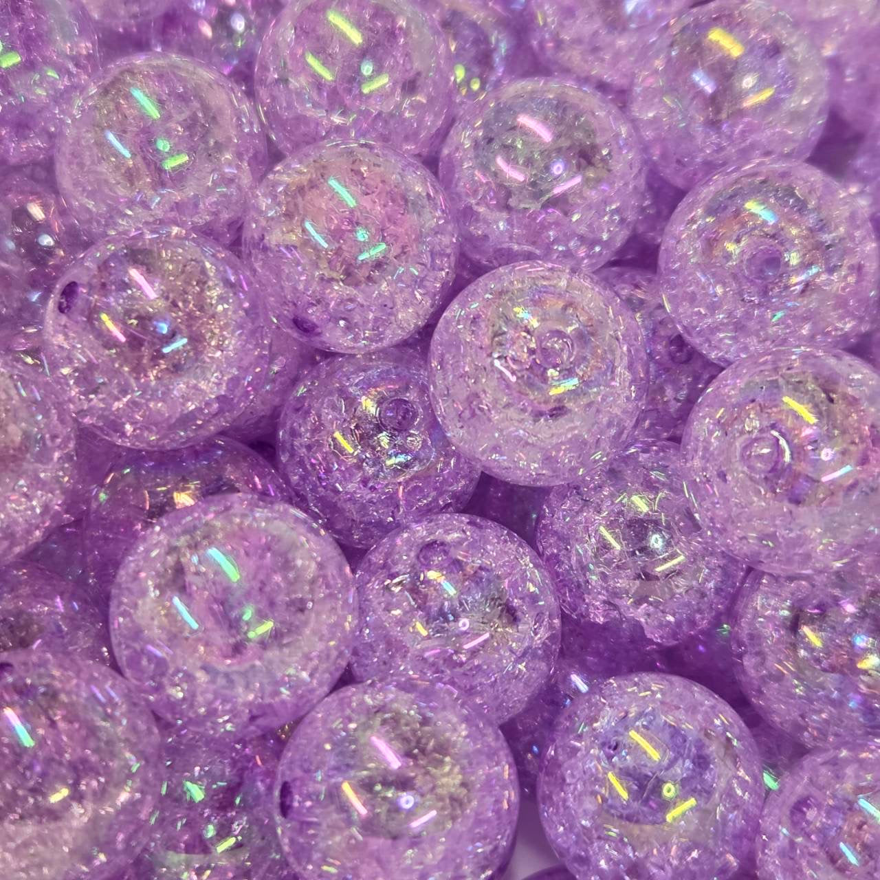 Purple 20mm Acrylic Crackle Beads