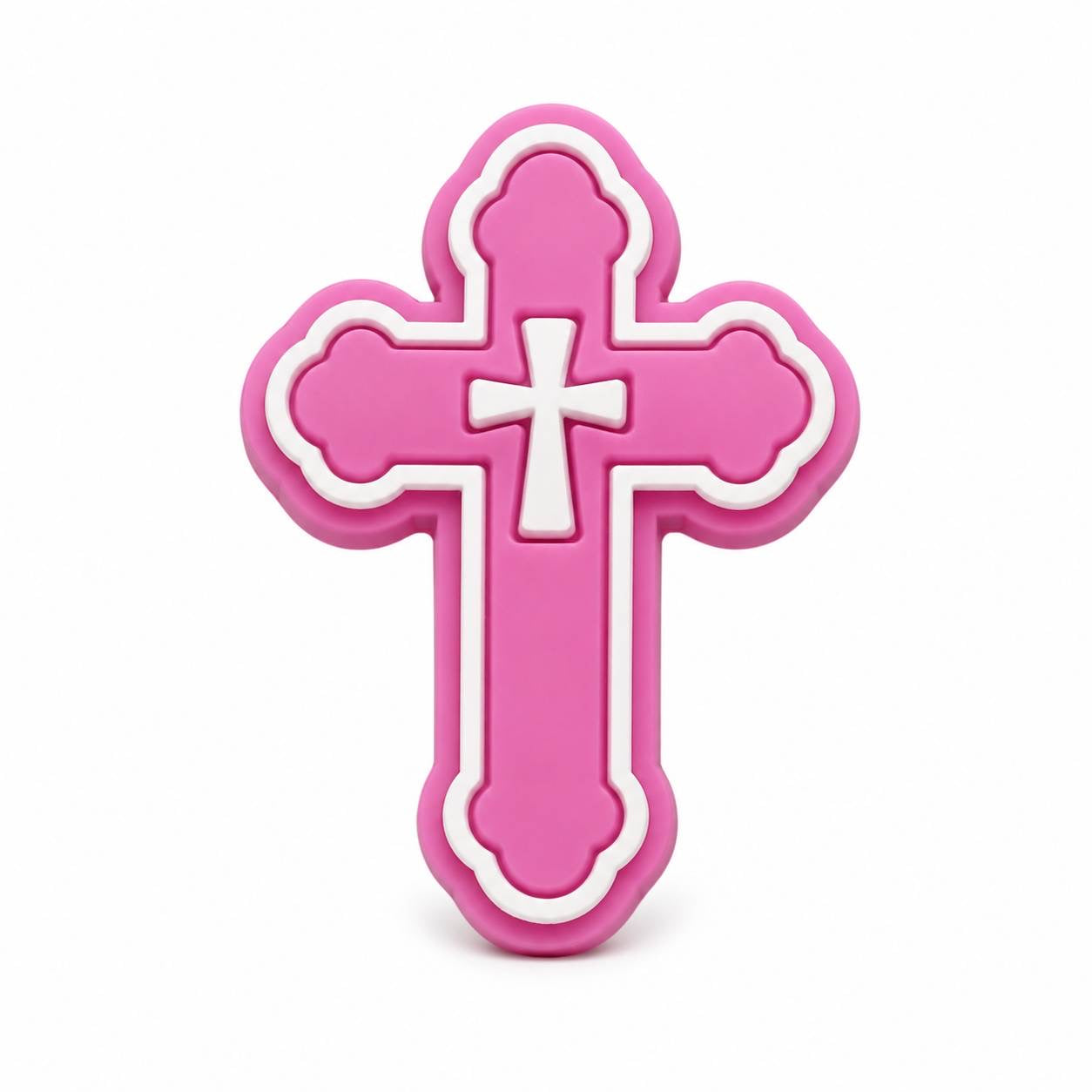 Pretty in Faith pink and white cross focal bead