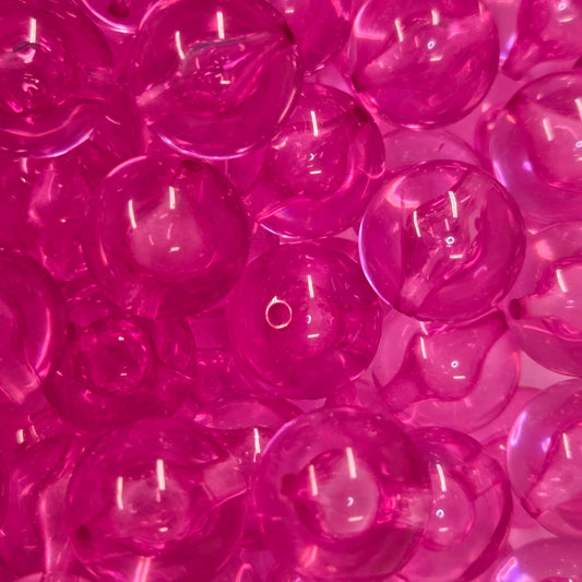 20mm transparent hot pink bubble acrylic bead