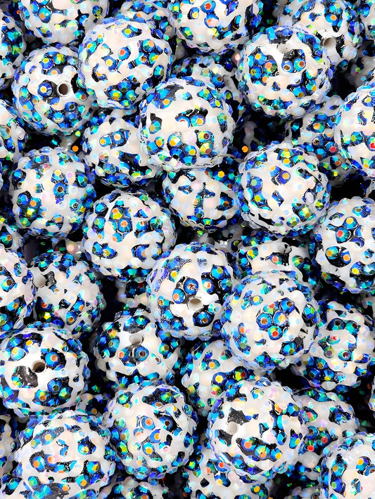Iridescent Rhinestone Cow Bubblegum Beads