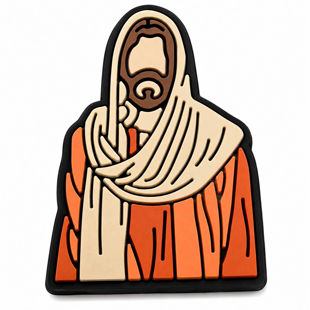 Walk by Faith Jesus focal bead in orange cream brown and black