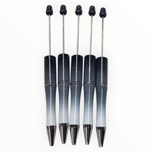 Two Tone Black Beadable Pens (5 Count)