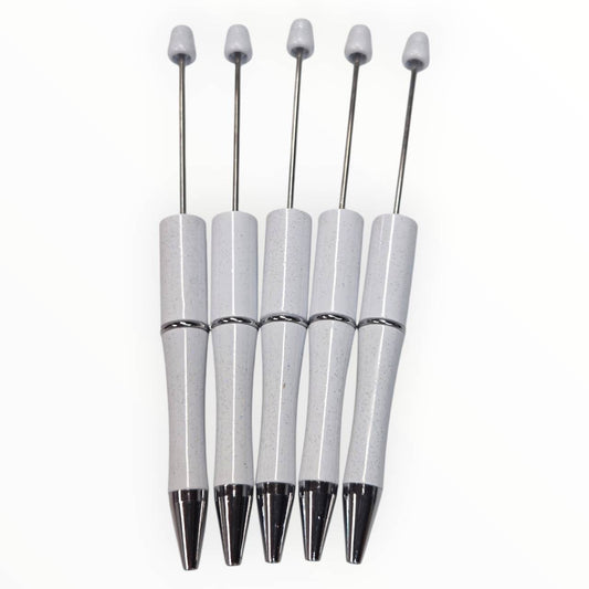 White Glitter Beadable Pens (5 Count)