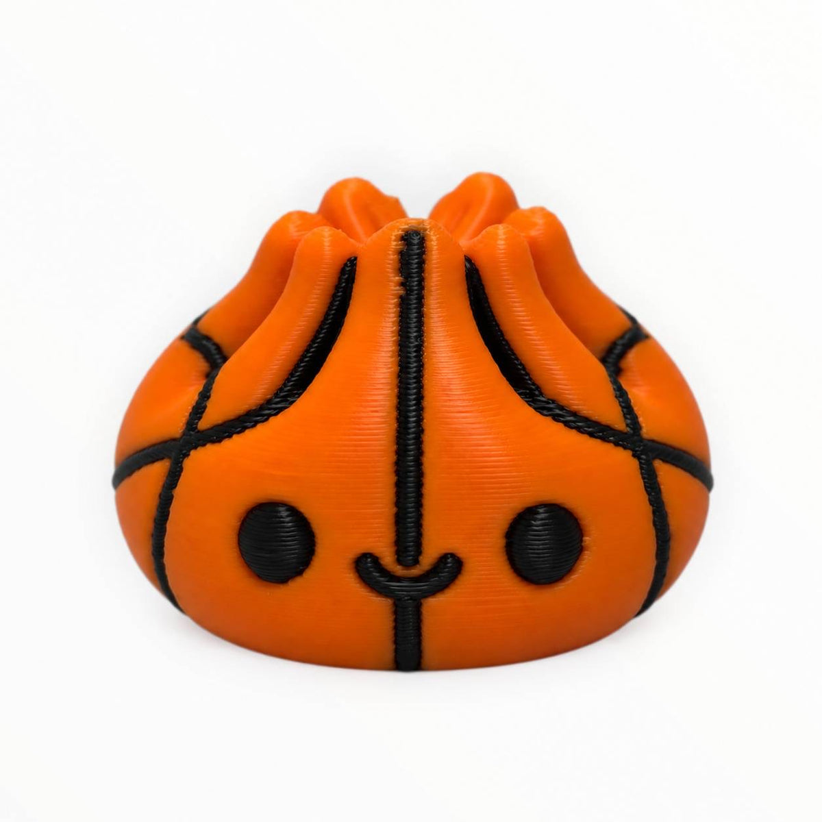 Hoops Dumpling orange and black 3D printed basketball Dumpling bead with smiling face