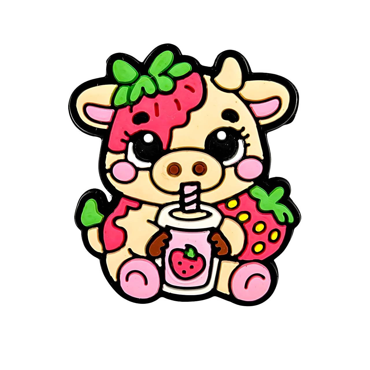 Strawberry Moo Moo Silicone Focal Bead (Custom Design by Bailey's Beads)
