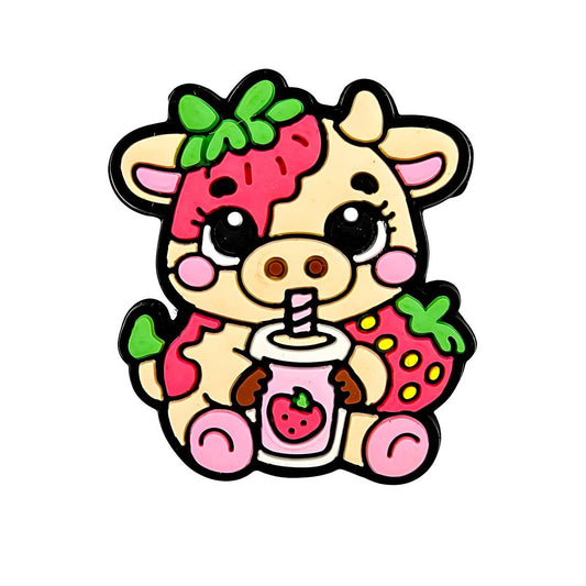 Strawberry Moo Moo Silicone Focal Bead (Custom Design by Bailey's Beads)