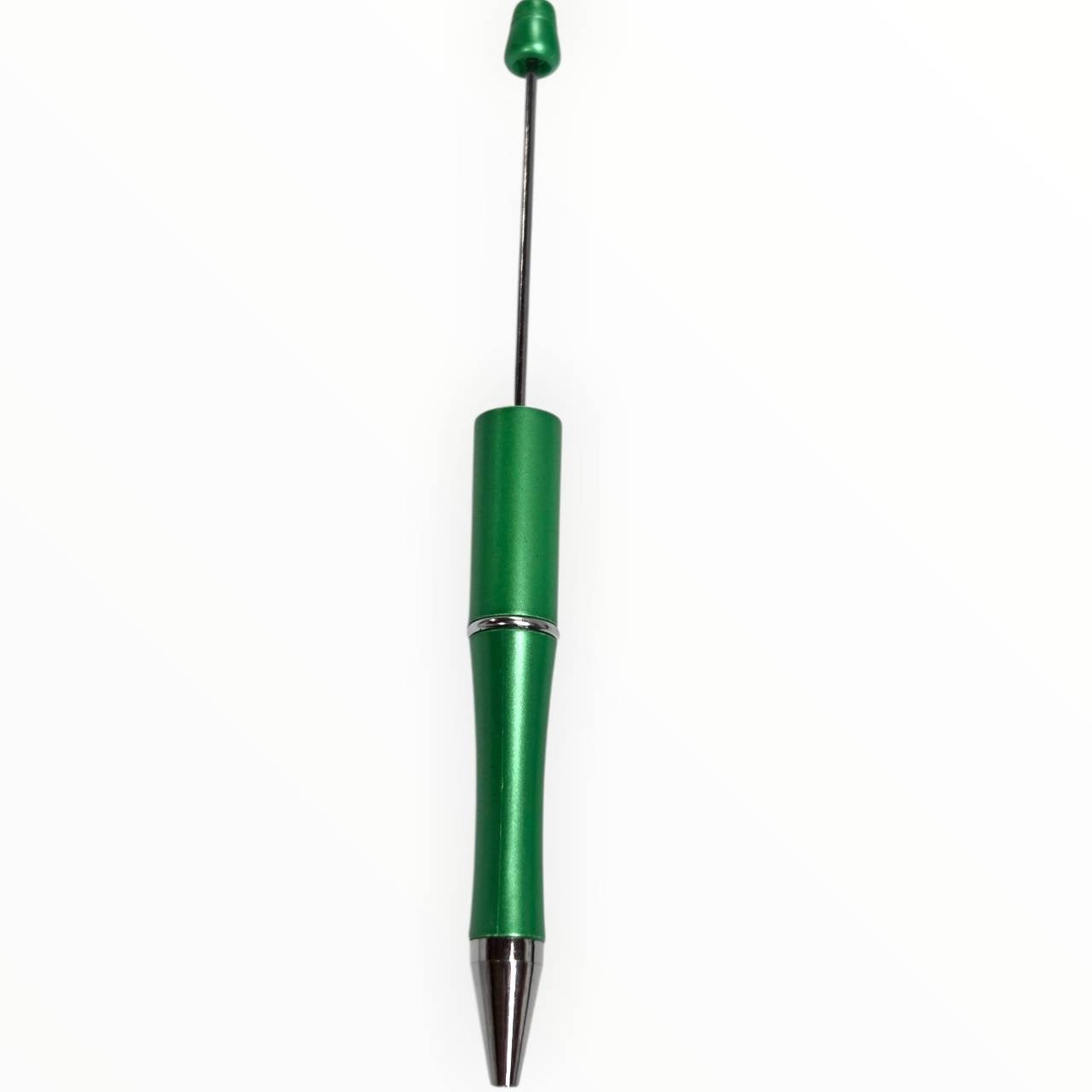 Kelly green beadable pen with satin finish and gunmetal hardware for DIY beaded pen projects.