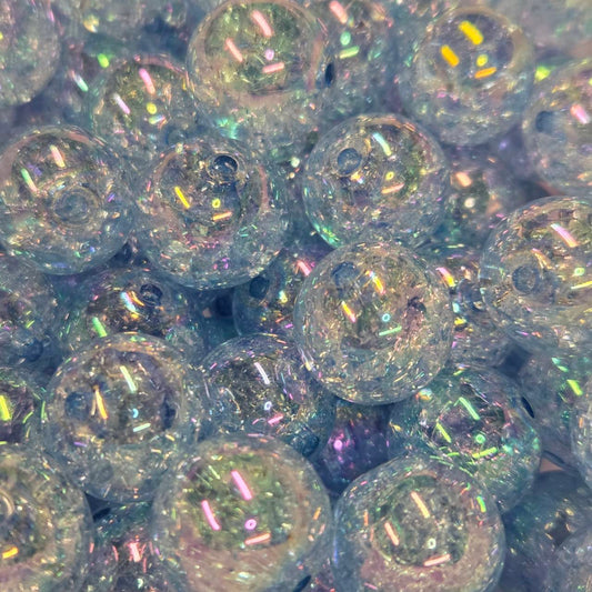 Blue 20mm Acrylic Crackle Beads