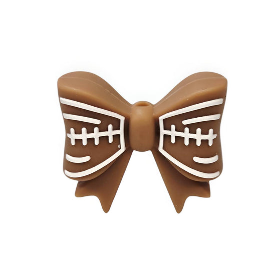 Football Bow Silicone Focal Beads