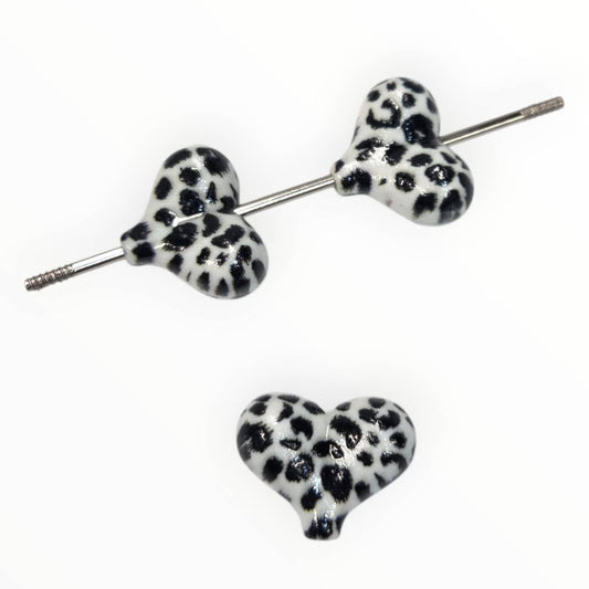 white Leopard Heart Acrylic Beads