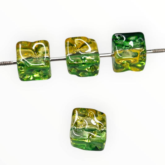 Lemon Lime Drip Square Acrylic Beads