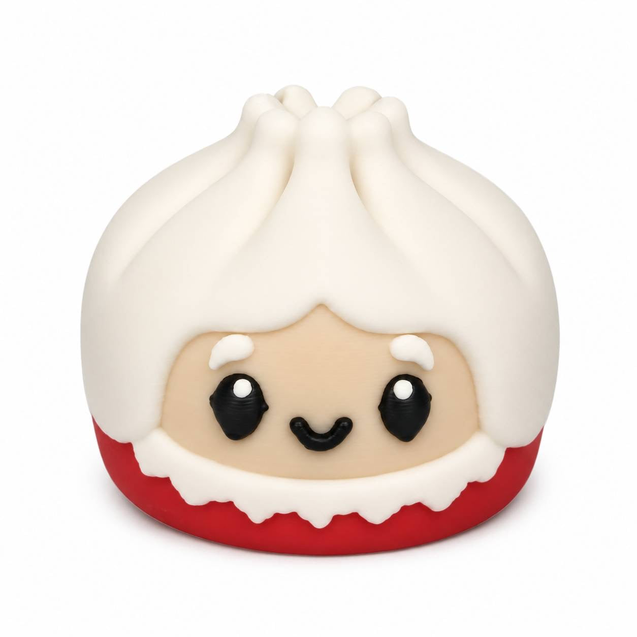 Mrs. Claus Christmas Dumpling 3D printed Pen Pal with white hair and red outfit by Bailey’s Beads
