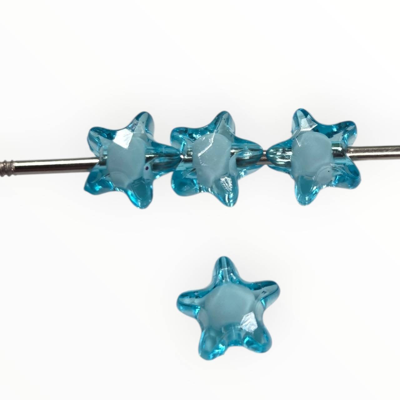 Aquamarine Star transparent aqua blue 10mm acrylic star bead with 2mm hole