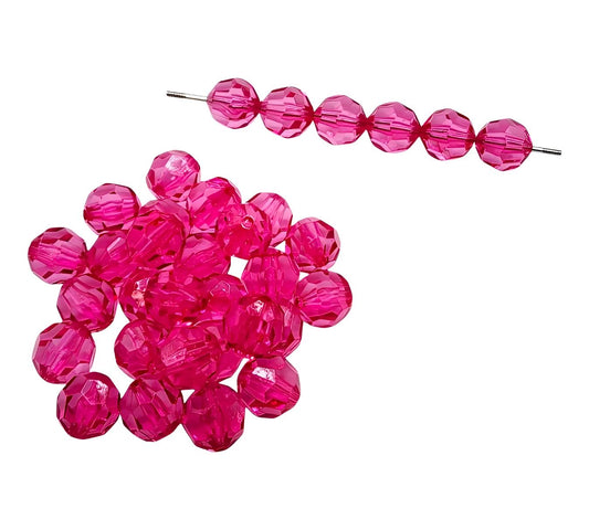 16mm Hot Pink Faceted Beads
