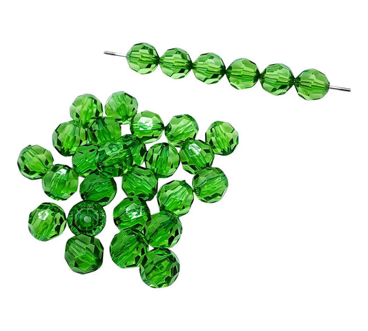16mm Dark Green Faceted Beads