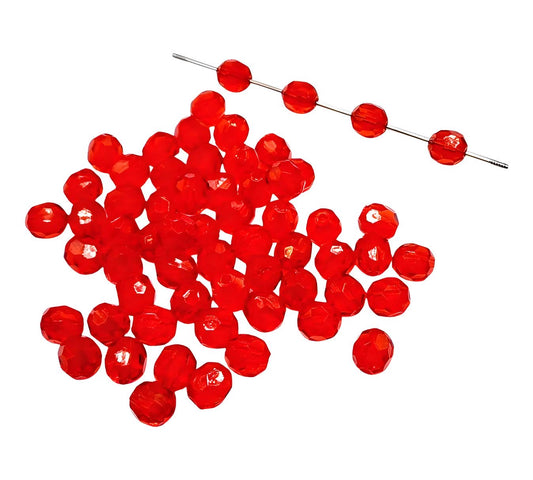 12mm Red Faceted Beads