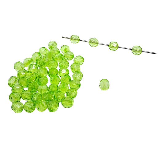 12mm Lime Faceted Beads
