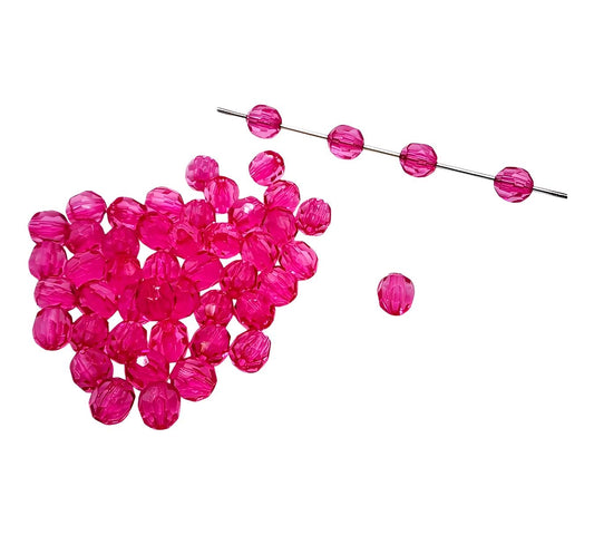 12mm Hot Pink Faceted Beads