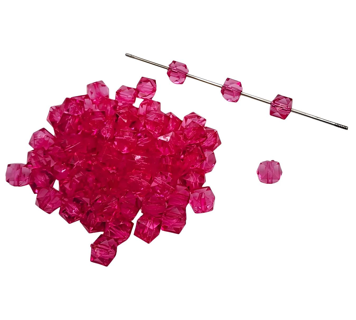 12mm Hot Pink Acrylic Ice Cube Beads
