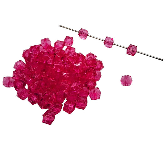 12mm Hot Pink Acrylic Ice Cube Beads