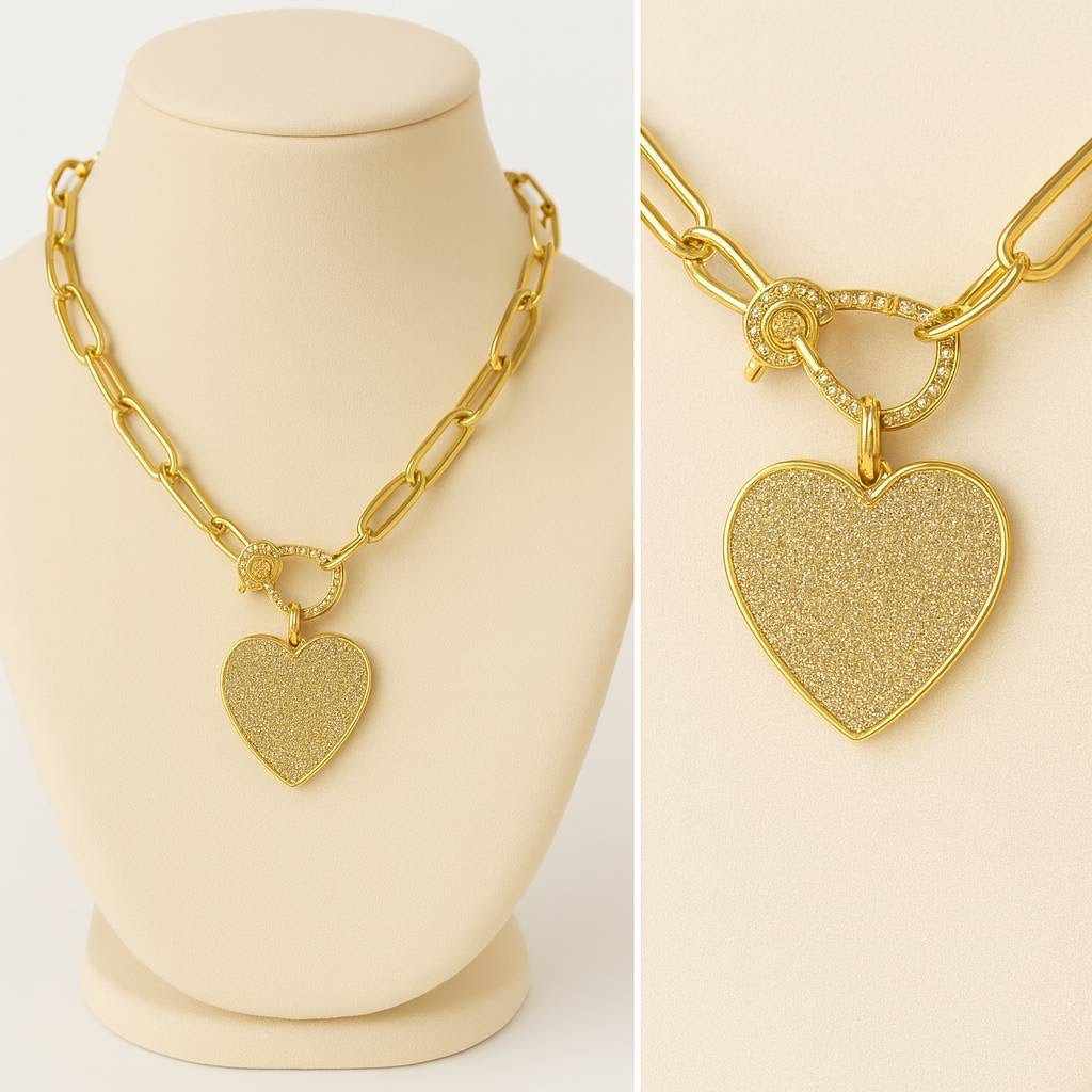 Jewelry Lobster Clasp Chain Heart Shape Choker Necklace