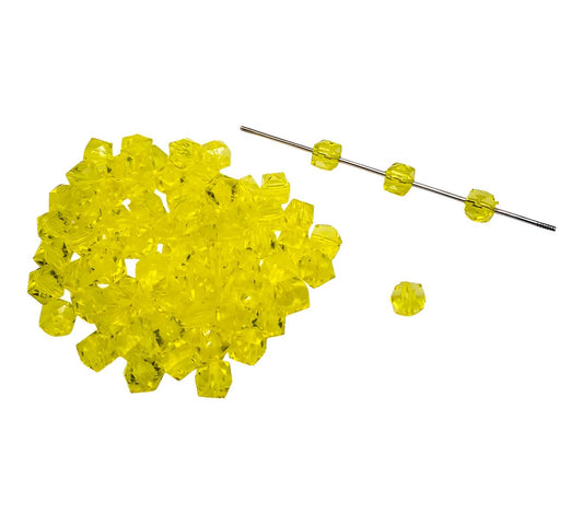 12mm Yellow Acrylic Ice Cube Beads
