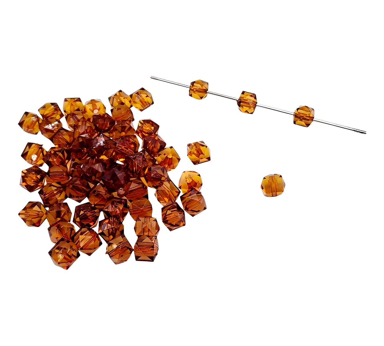 12mm Brown Acrylic Ice Cube Beads