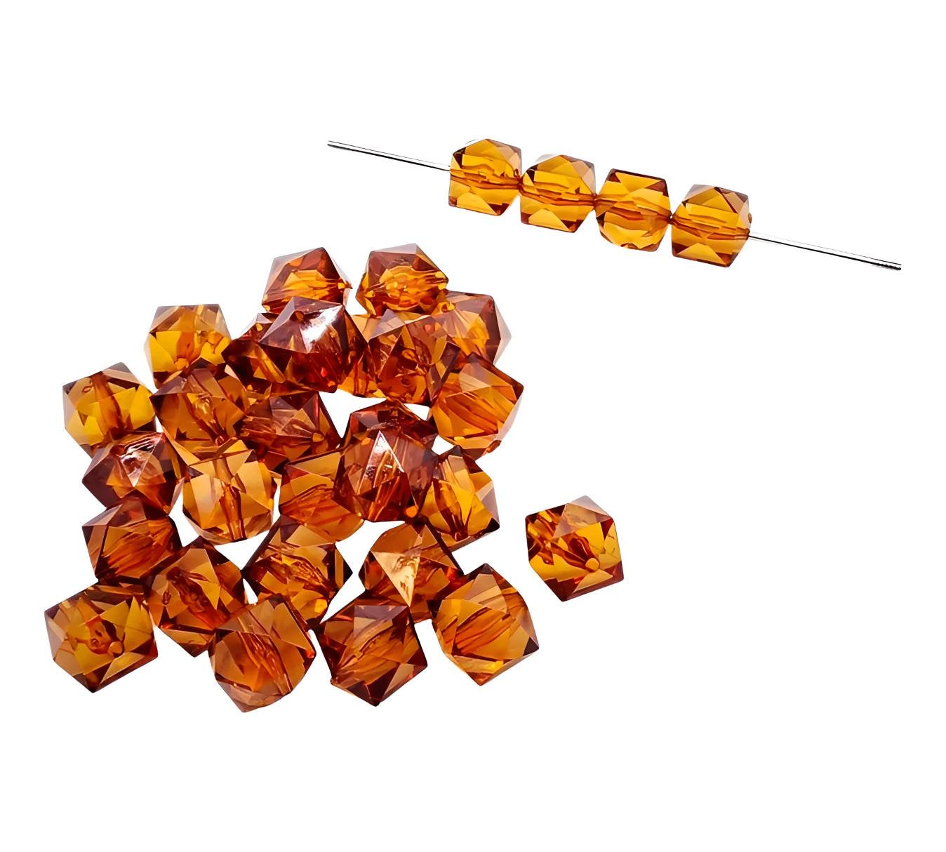 16mm Brown Acrylic Ice Cube Beads