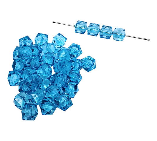 16mm Aqua Acrylic Ice Cube Beads