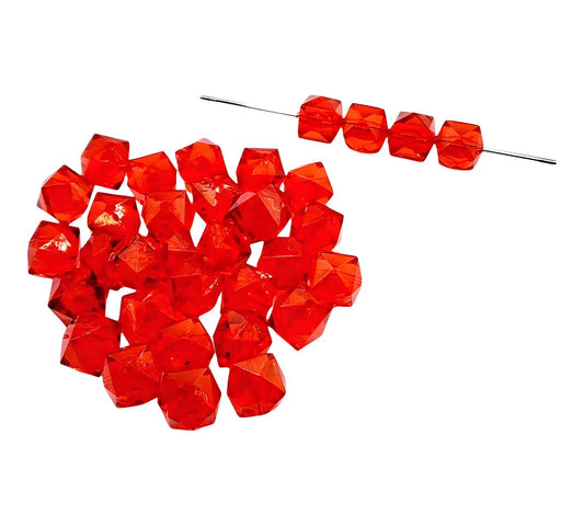 16mm Red Acrylic Ice Cube Beads