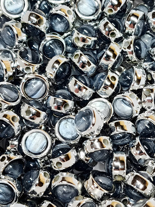 Black Marble Round Pearl Beads