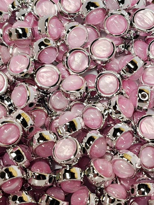 Pink Marble Round Pearl Beads