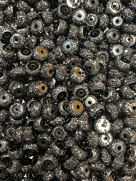 Black Rhinestone 10mm Abacus Spacers