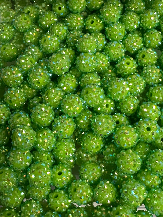 Green 14mm **Rhinestone** (Bubblegum Beads)