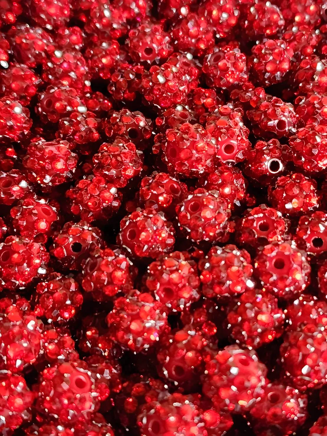 Red 12mm **Rhinestone** (Bubblegum Beads)