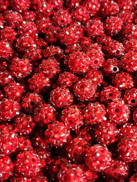 Red 12mm **Rhinestone** (Bubblegum Beads)